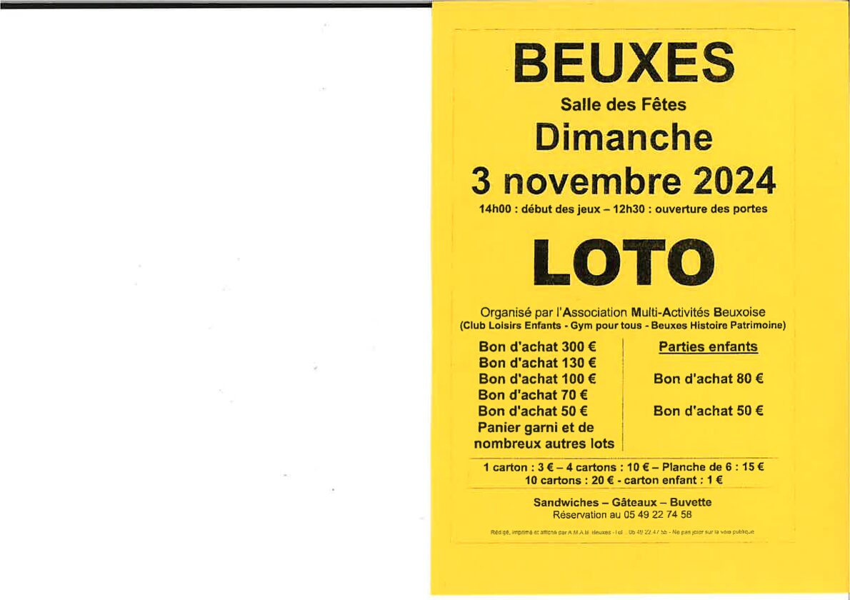 Lire la suite à propos de l’article LOTO – BEUXES