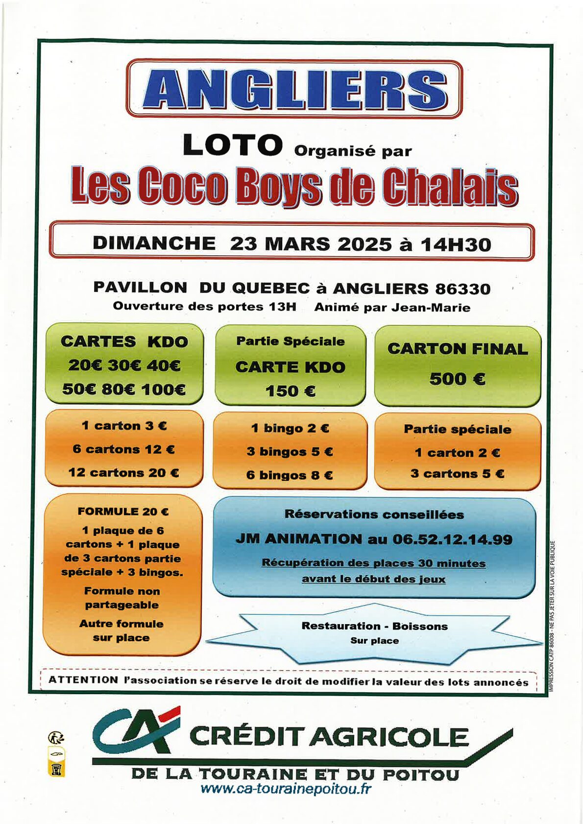 Lire la suite à propos de l’article Loto à Angliers